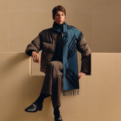 美品⭐︎HERMES カシミヤ マフラー ブルーネイビー ブルー - レディス, スカーフ、ショール＆マフラー, カシミア